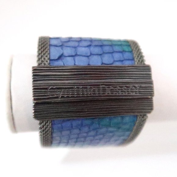 CYNTHIA DESSER wide Leather cuff embossed snakeskin - Picture 3 of 7